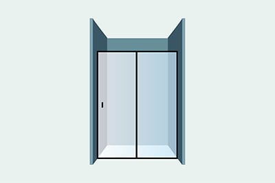 Прямая душевая кабинка с распашной дверкой из стекла