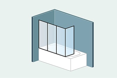 Г-образная раздвижная/распашная штора для ванны из стекла