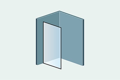 Душевая перегородка неподвижная открытого типа из стекла