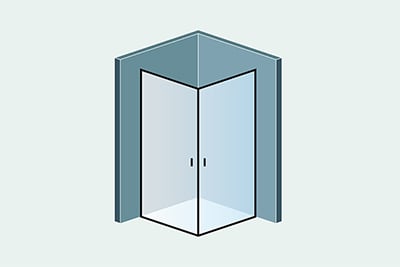 Двухстворчатый душевой уголок из стекла