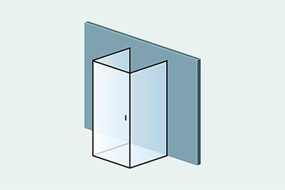 Квадратная п-образная душевая кабинка из стекла