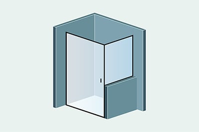 Душевая дверь распашная в неполную нишу из стекла